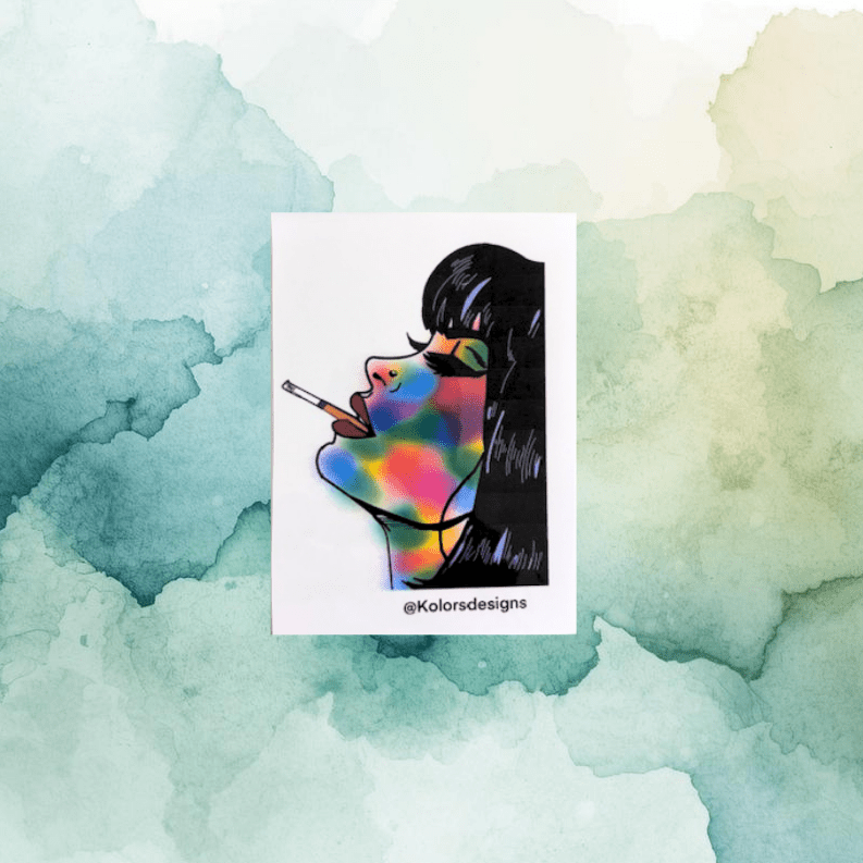 Graffiti Smoking Girl Small Art Print - KolorsDesigns