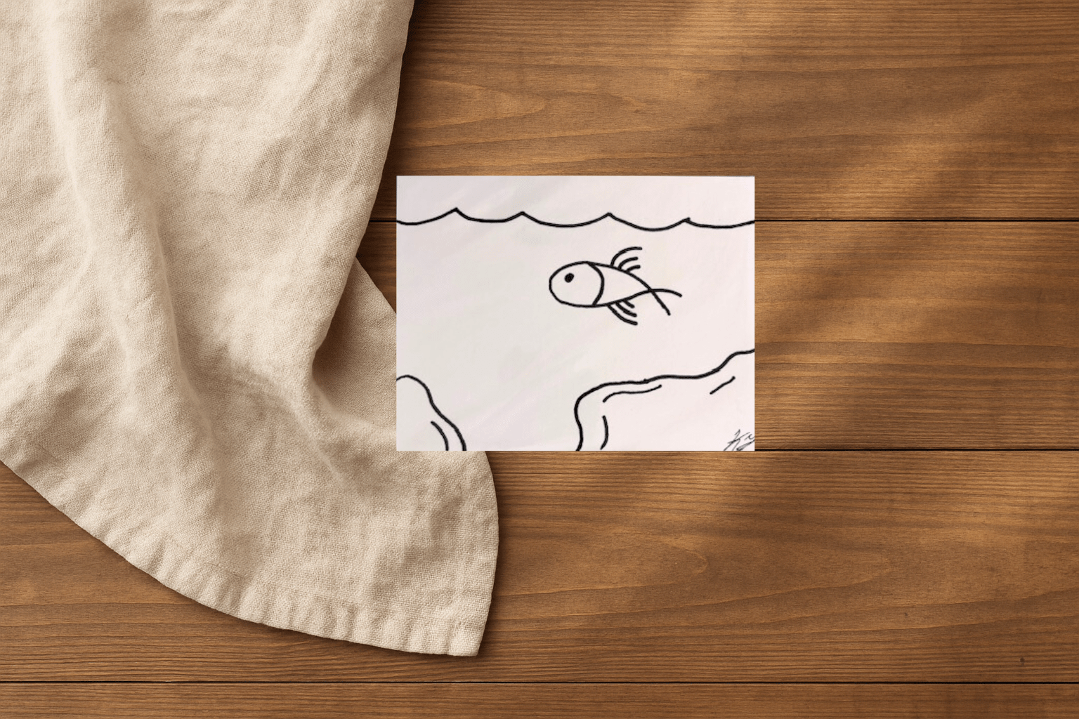 Minimalist Gold Fish Line Art - KolorsDesigns