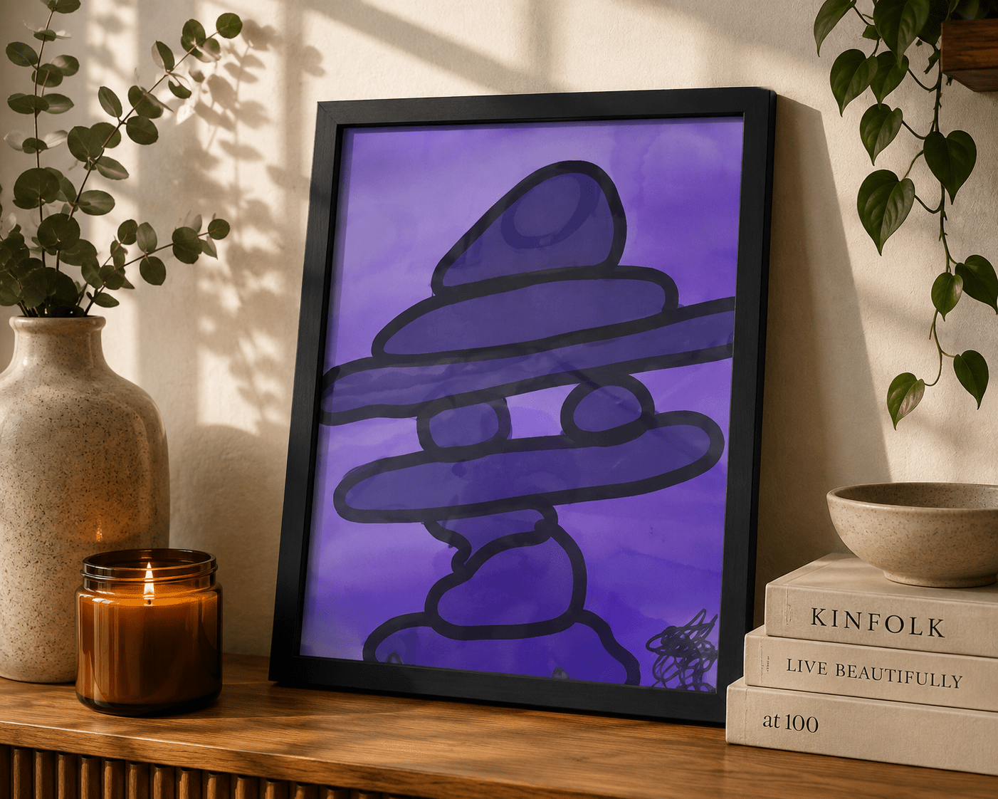 Stacked Stillness Framed Print - KolorsDesigns