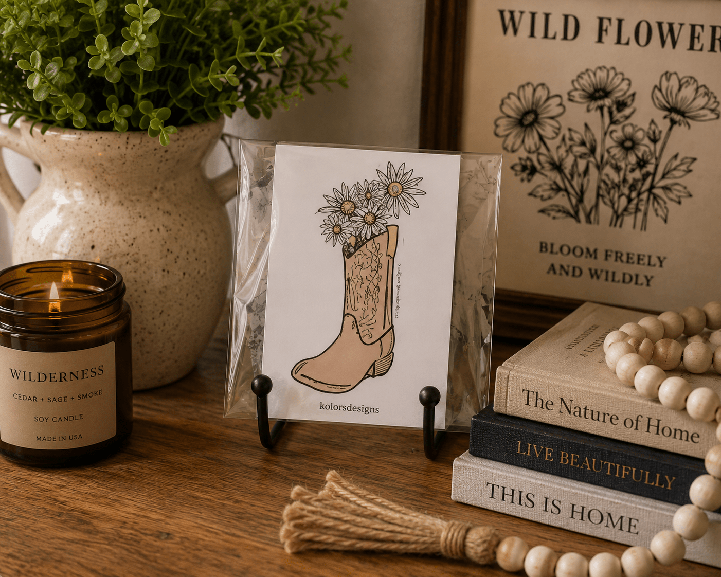 Wildflower Boot Mini Print - KolorsDesigns